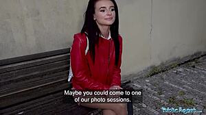 public agent rips nylons to pound pussy hard outdoors