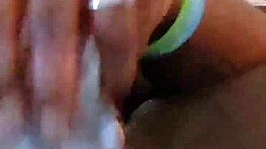 ebony milf self pleases her ass