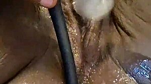 ebony milf self pleases her ass