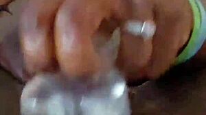 ebony milf self pleases her ass