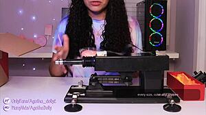 Unboxing my new sex machine Agatha Dolly, testing its incredible speed on all fours