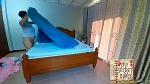 Nudist Barbershop Lady Strips Client Naked in Apron for Curvy Show!