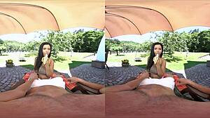 cayla lyons and alex black make lots of noise outdoors with vr sex