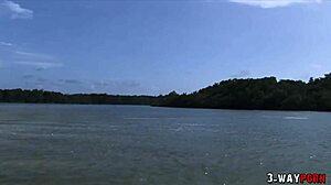 Blonde amateur fucks outdoors with big tits