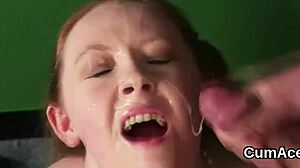 wicked looker in pov blowbang gets facial and bukkake. she gulps all the cum swapping