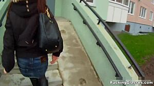 fucking glasses - teen dania gets banged hard on sunny balcony