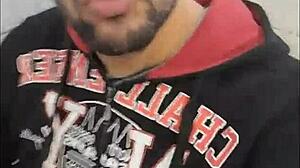 Naughtiness in gym bathroom with guys in sheer