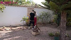 Riding on the farm with natural tits