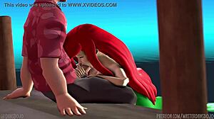 Look at the little mermaid getting erotic blowjob in aquatica!