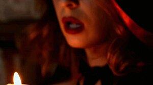 Sexy Devil Drips Hot Wax On Big Clit And Nipples