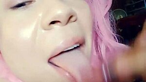 swallowing monster cock after blowjob!