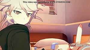 ouma and nagito in doggy style bareback with creampie in dangan ronpa 2