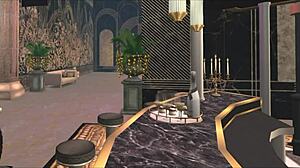 A smart girl in a cartoon pornstar setting