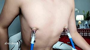 Nipple sucker for men in exotic solo scenes