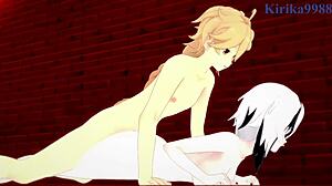 Arlecchino and Aether share intense emotional sex in Genshin Impact hentai