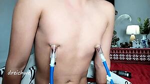 Nipple sucker for men in exotic solo scenes