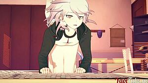 ouma and nagito in doggy style bareback with creampie in dangan ronpa 2