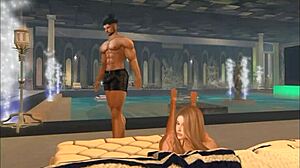 A smart girl in a cartoon pornstar setting