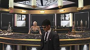 A smart girl in a cartoon pornstar setting