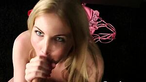 Hot Centerfold Swallows Every Drop of Cum Load on Face