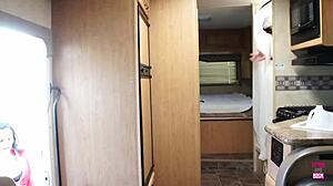 Feeling Intense Pleasure As Brunette With Big Tits Gets Her Cunt Drilled On The Counter