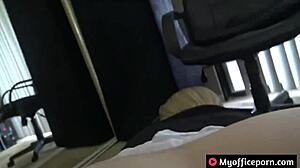 Ginger Banks As Secretary In Office Scene