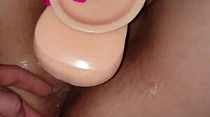 Exploring a big dildo with latina features