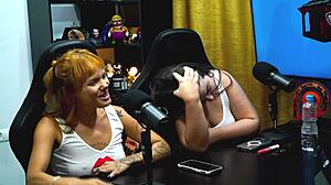 flora vip strips tits out on podcast while ruan flashes cock