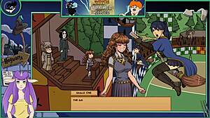 Asian brunette witch in sexy hentai anime game