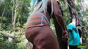 Wanessa Boyer Climbs Outdoors with Tight Shorts Hugging Her Big Brazilian Ass