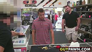 that handsome guy got paid to fuck two chubby pawn shop workers, what a deal!