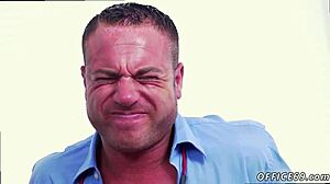 In the office, the employee earns his bonus with a gay blowjob