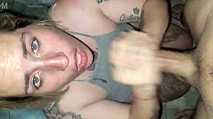 Blanquita receives lots of cum on her face!