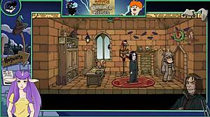 Asian brunette witch in sexy hentai anime game