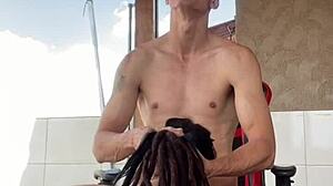 Tattooed Teen 18+ Babe Bent Over For Doggystyle Blowjob On Balcony, Drinks All Cum