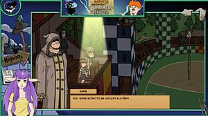 Asian brunette witch in sexy hentai anime game