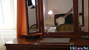 Masturbating Mature Slut in Stockings and Lingerie, Fingering Close-Up.