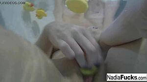 i'm sexy nadia, bathin' with rubber duckies, playin' with my big tits and pussy solo