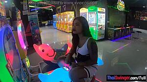 thai teen gf messing with vibrator toy after fun day out! 😜