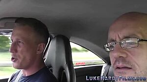 British Brunette Spitroasted in High Definition Gay Group Threesome with Monster Cock Blowjob