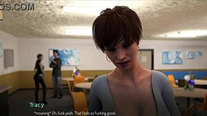 This hentai anime has the girl bound in game scenario