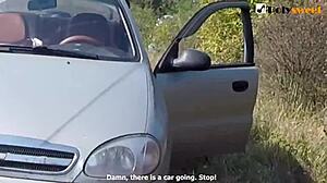 Teen Girl With Glasses Fingers Wet Pussy Outdoors While Naked And Tattooed In Public Masturbation Scene