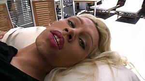 blonde shemale lara hooks up with straight guy outdoors.