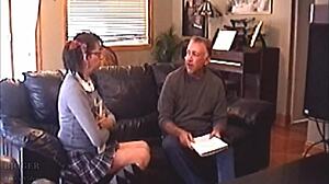 Stud Struggles to Differentiate Petite Teen Twins During Blowjob Session