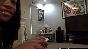 Wow, cute black teen strips in lingerie for fingering!