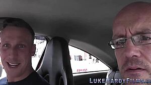 British Brunette Spitroasted in High Definition Gay Group Threesome with Monster Cock Blowjob