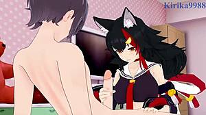 minato aqua and ookami mio fuck intensely.