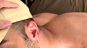 i saw that big-tailed male on the sofa so i made him suck my dick deepthroat style