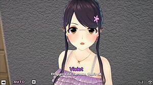 Special harem class with Violet in wild 3D cartoon classroom action.