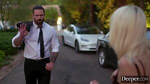 Blindfolded Masochistic Blonde Kenna Bound and Flogged in Deepthroat Doggystyle Ride